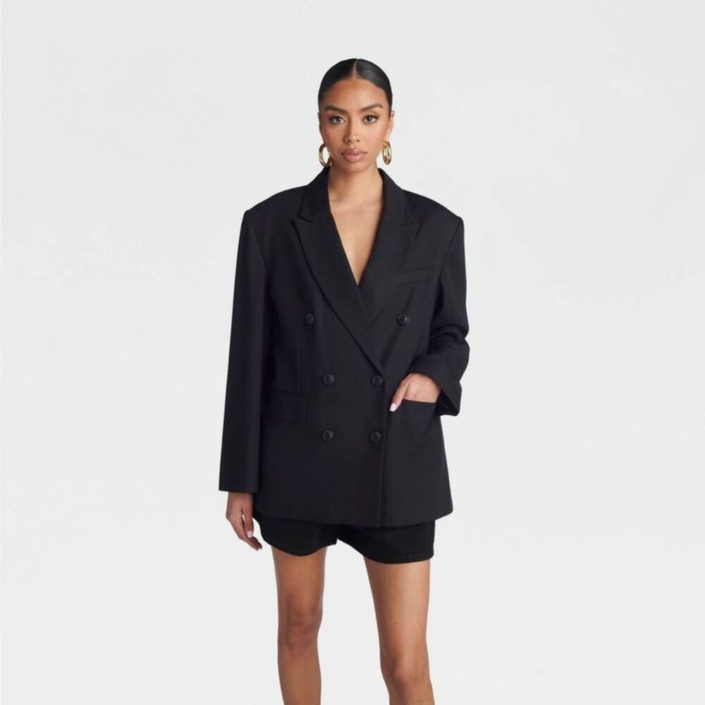 KBB by KAHLANA Women's 'The Chiffon Back Blazer' - Black M